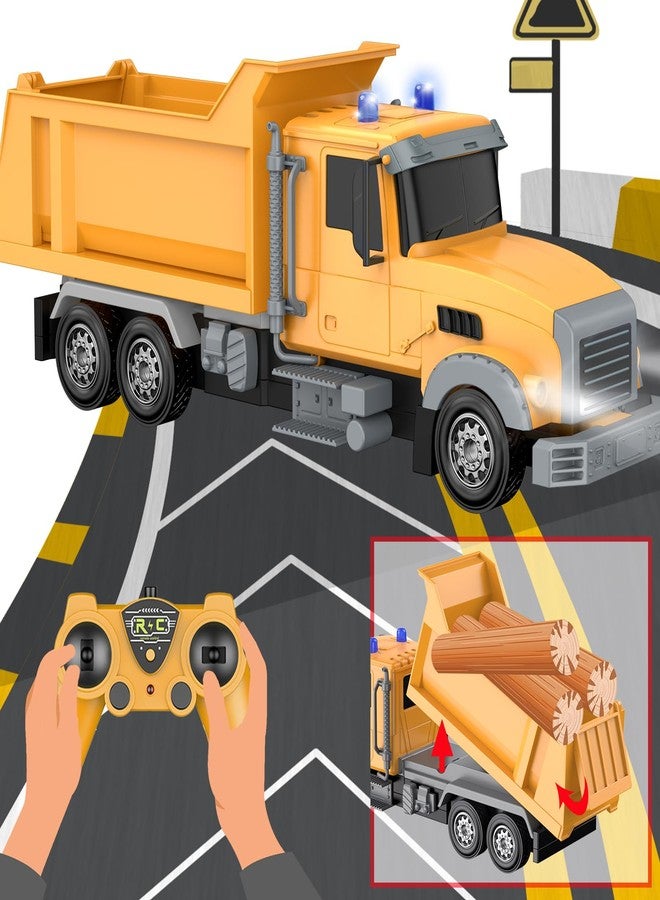 CALEST Remote Control Construction Dump Truck Toy RC Vehicle,6 Channel Trucks Toys with 2 Rechargeable Batteries，1/24 Scale Dump Trucks，Birthday Gifts Ideas for Boys Age 3-8 Year Old - Image 3